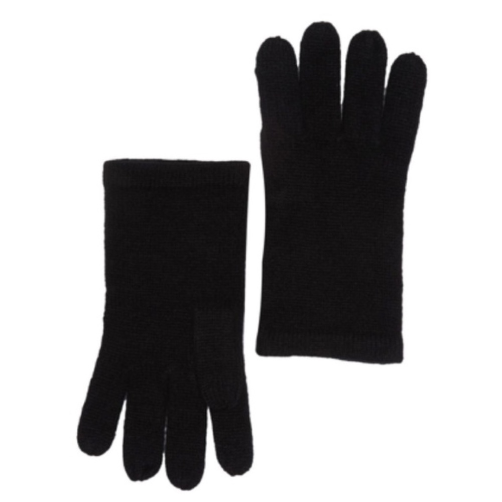 PHENIX 100% Cashmere Knit 5-Fingers Design Gloves, Black, One Size